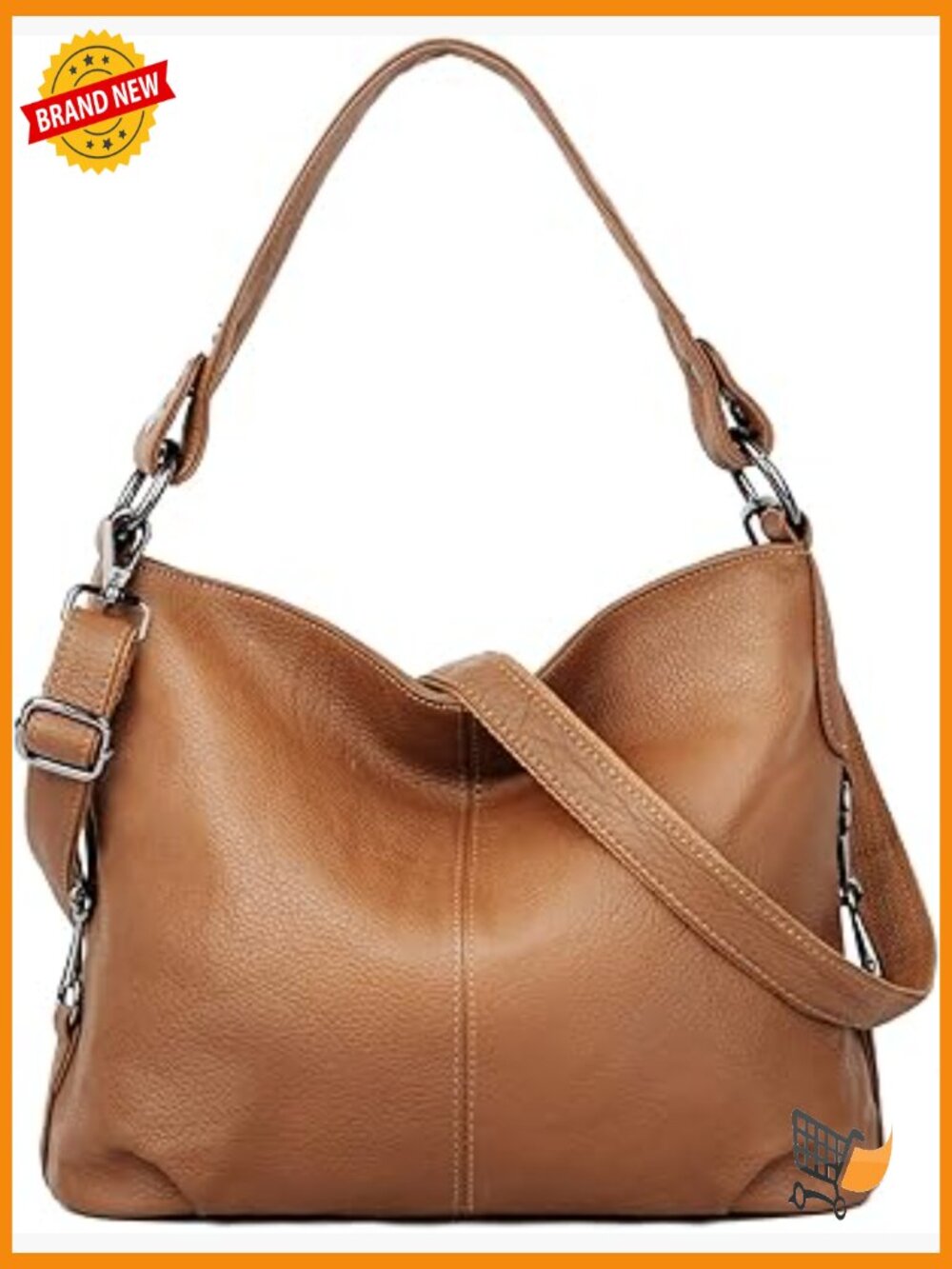 Genuine Leather Hobo Crossbody Bag - Shoulder Handbag